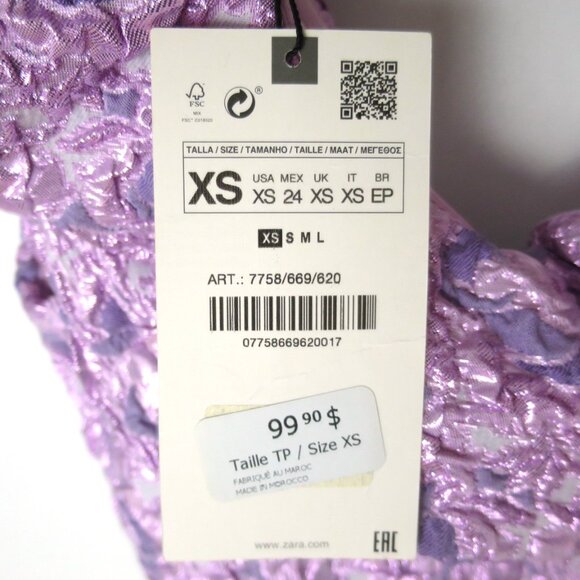 Zara Shimmery Lilac Ruffled Mini Dress Size XS - Picture 13 of 13